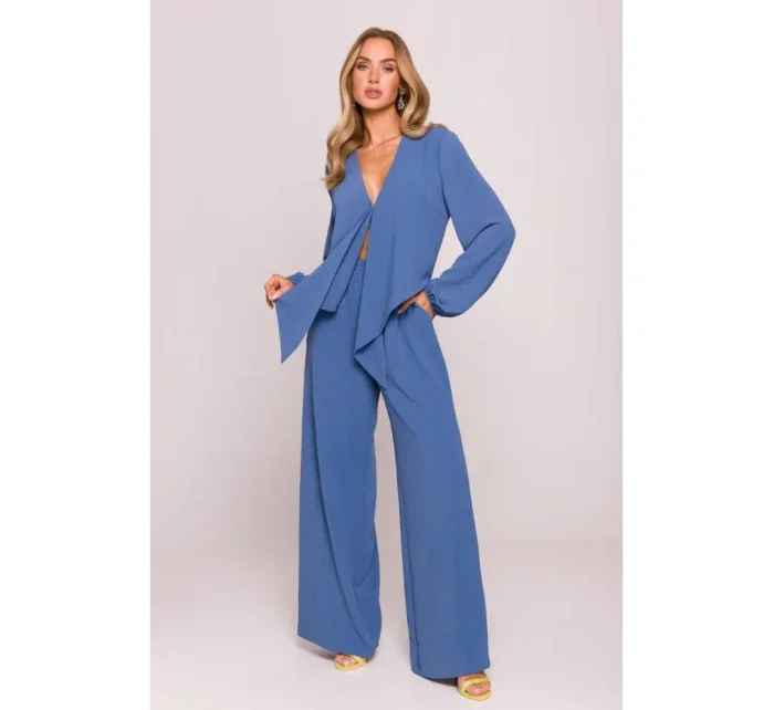 M861 Crop top so zaväzovaním vpredu - džínsy