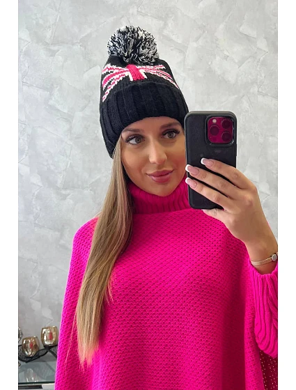 Dámská čepice s bambulí Elizabeth model 18752277 černá - K-Fashion