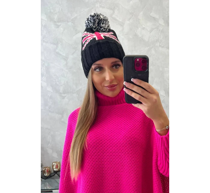 Dámska čiapka s brmbolcom Elizabeth K386 čierna