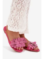 Dámské ploché pantofle s výzdobou Fuksie Grelora