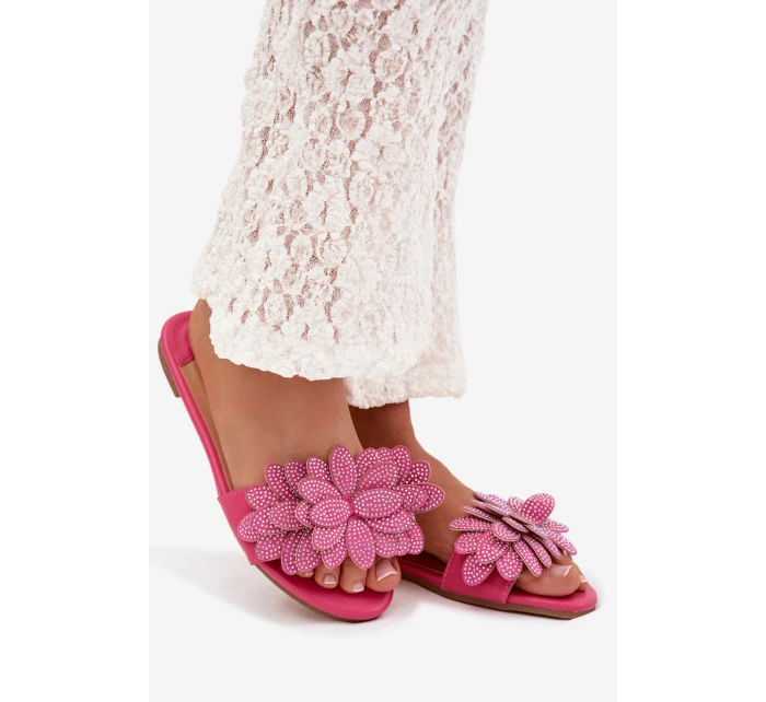 Dámské ploché pantofle s výzdobou Fuksie Grelora