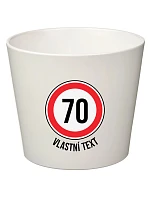 Biely keramický kvetináč – dopravná značka s motívom narodenín – veľký Biely keramický kvetináč – dopravná značka s motívom narodenín – veľký