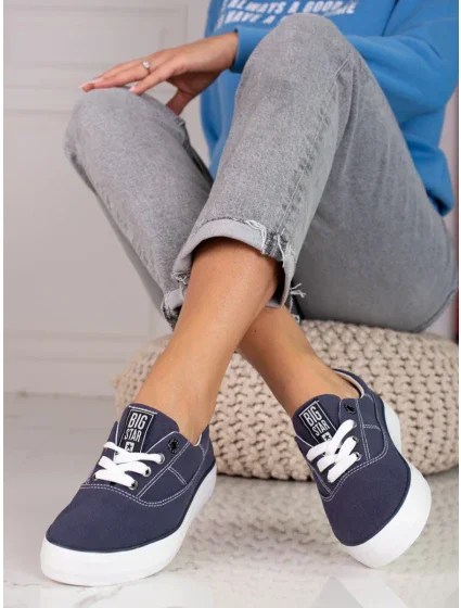 Stylové dámské modré tenisky bez podpatku Stylové dámské modré tenisky bez podpatku