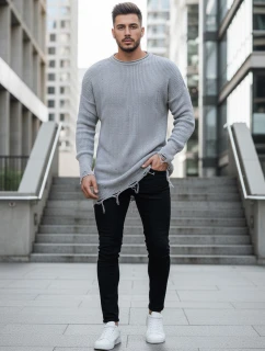 Pánský světle šedý svetr Dstreet model 21966876 - FashionStreet