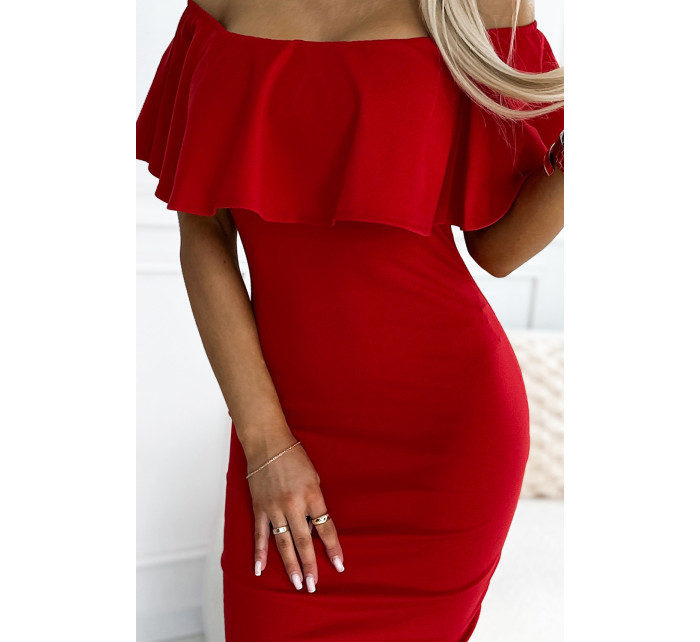 Marbella - Červené dámske šaty s rukávmi v španielskom štýle 138-9