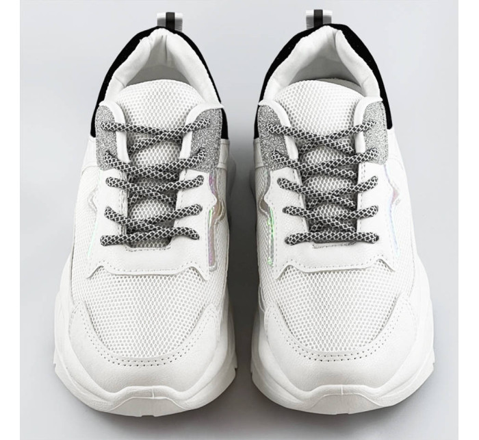 Bielo-čierne dámske šnurovacie športové topánky (LU-3)