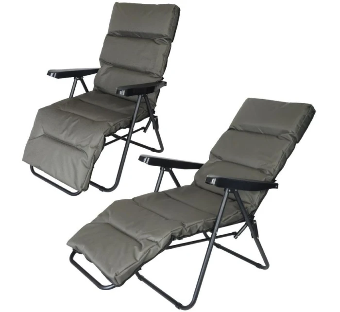 Záhradné kreslo s podnožkou 57x83x106 cm sivo-zelené Záhradné kreslo s podnožkou 57x83x106 cm sivo-zelené