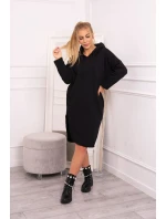 Šaty s kapucňou a bočným rázporkom čierne Šaty s kapucňou a bočným rázporkom čierne
