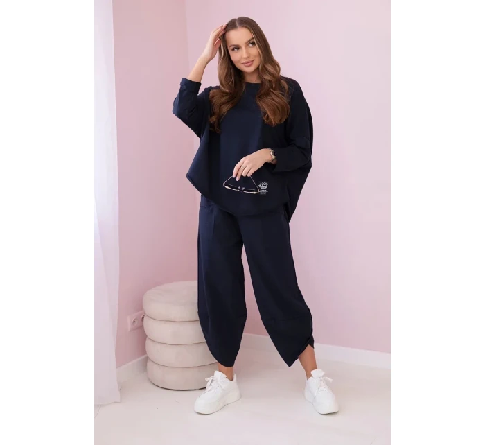 Bavlněná mikina kalhoty set námořnictvo Bavlněná mikina kalhoty set námořnictvo