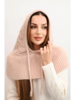 Dámská čepice s kapucí a pleteným vzorem bílá Dámská čepice s kapucí a pleteným vzorem bílá