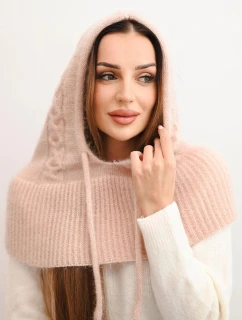 Dámska čiapka s kapucňou s pleteným vzorom biela