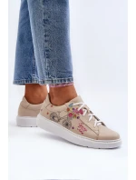 Zazoo 024/TAMARA Damskie Sneakersy Skórzane Beżowe