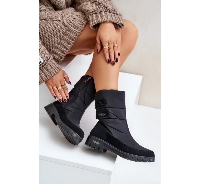 Damskie Śniegowce Na Zamek Progress PROGJ-21-16 Czarne