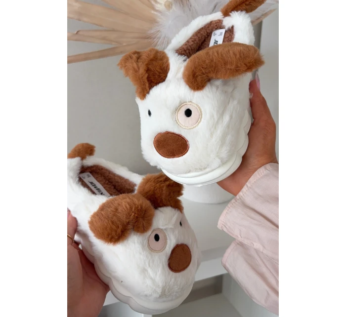 Dětské chlupaté bačkory pejskové hnědé Farnise