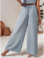 dámské pruhované kalhoty s širokými nohavicemi modré Dstreet model 21988974 - FashionStreet