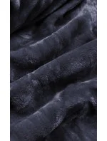 Tmavomodrá dámska zimná bunda s podšívkou z machovej kožušiny (b537-3)