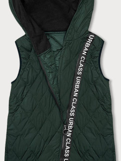 Prošívaná dámská vesta v army barvě s ozdobnou páskou (16M9118-136)