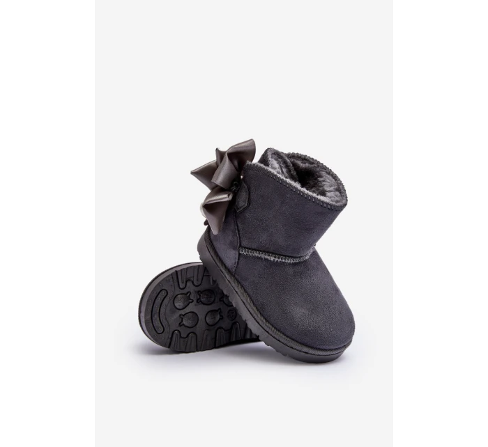 Dětské Teplé Sněhule S mašlí Šedé model 21569900 - Boto Dětské Teplé Sněhule S mašlí Šedé model 21569900 - Boto