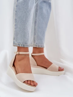 Lehké sandály na platformě a klínu světle béžové model 21684683 - Boto