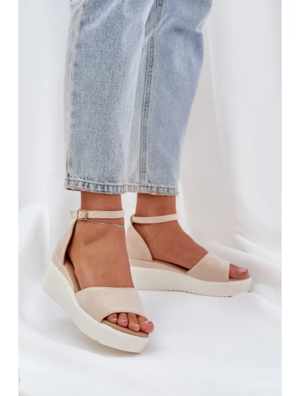 Lekkie Sandały Na Platformie I Delikatnym Koturnie Jasnobeżowe Gillifia Lekkie Sandały Na Platformie I Delikatnym Koturnie Jasnobeżowe Gillifia