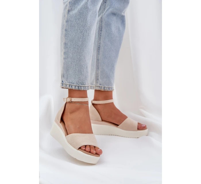 Lekkie Sandały Na Platformie I Delikatnym Koturnie Jasnobeżowe Gillifia Lekkie Sandały Na Platformie I Delikatnym Koturnie Jasnobeżowe Gillifia