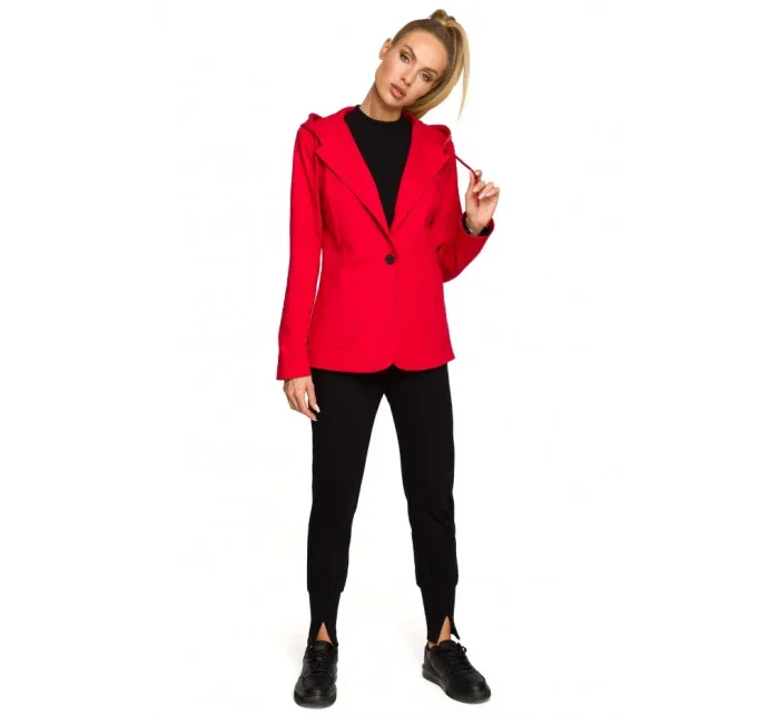 model 17626046 Bunda s kapucí a jedním knoflíkem černá - Moe