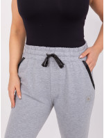 Šedé melanžové nohavice vo väčšej veľkosti s aplikáciou