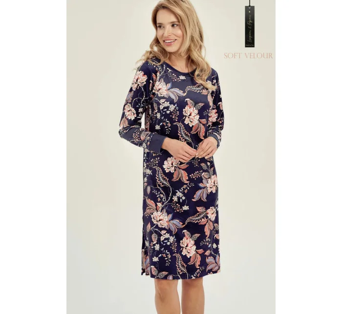 Dámska nočná košeľa 3060 VENUS tm. modrá so vzorom - Taro