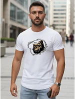 Pánske biele tričko s potlačou FashionStreet NX5085R Pánske biele tričko s potlačou FashionStreet NX5085R