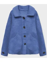 Prehoz na posteľ s krátkymi gombíkmi alpaka modrý (537)