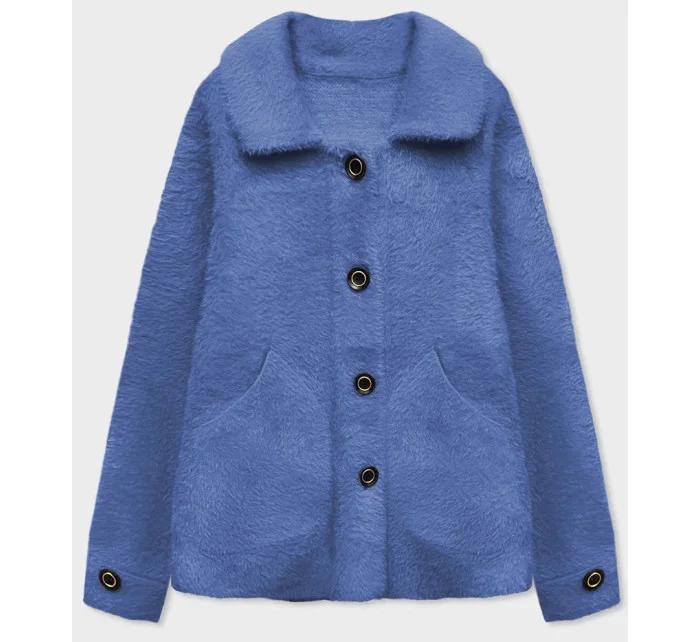 Prehoz na posteľ s krátkymi gombíkmi alpaka modrý (537)