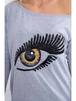 Blúzka s potlačou a dlhším chrbtom šedá