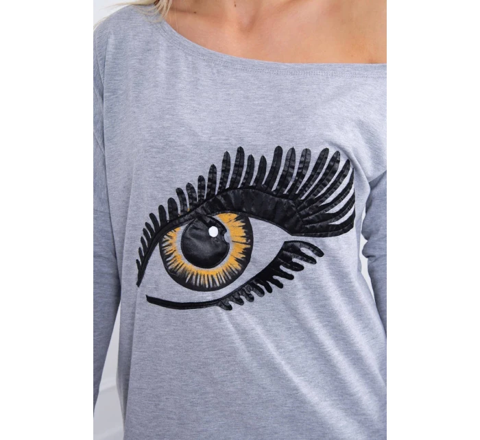 Blúzka s potlačou a dlhším chrbtom šedá