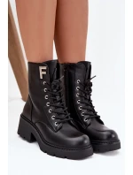Dámské workery kotníkové boty na klínku zateplené s F černé model 21707452 - Boto Dámské workery kotníkové boty na klínku zateplené s F černé model 21707452 - Boto