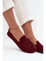 Mokasyny Damskie Z Eko Zamszu Płaskie Bordowe Miryelle
