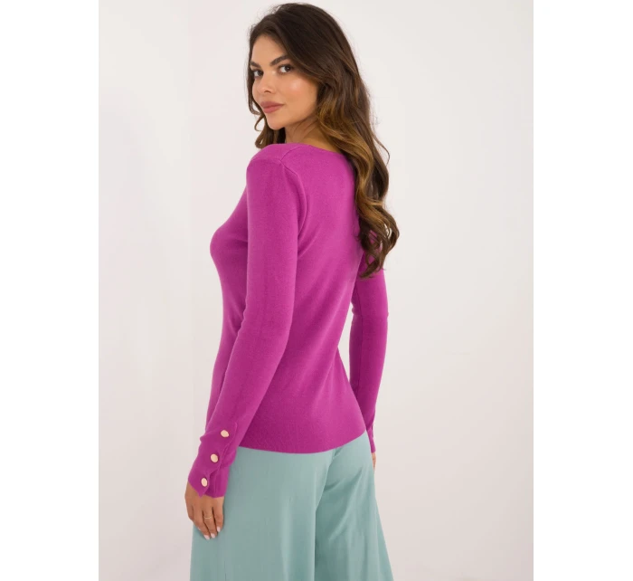 Sweter AT SW model 20742507 ciemny fioletowy - FPrice Sweter AT SW model 20742507 ciemny fioletowy - FPrice