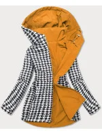 Dámska obojstranná bunda do pása v žlto-pepito farbe (M-163)