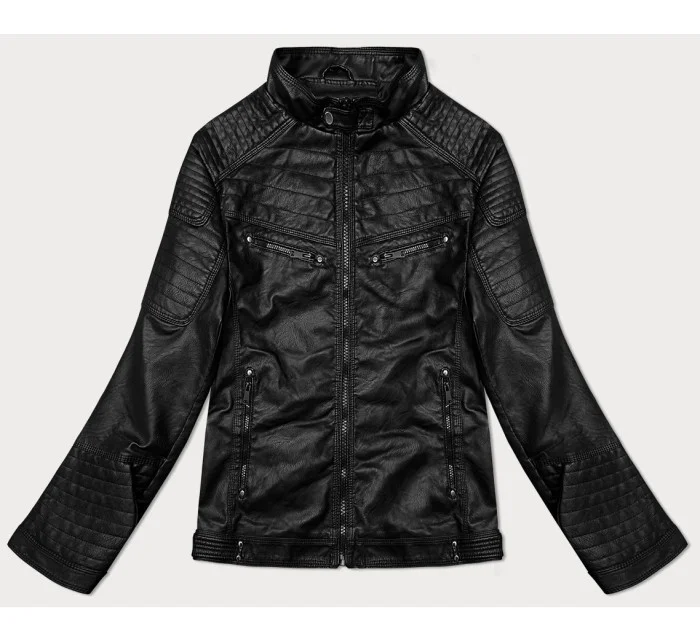 Černá pánská bunda z ekologické kůže model 19576653 - J.STYLE