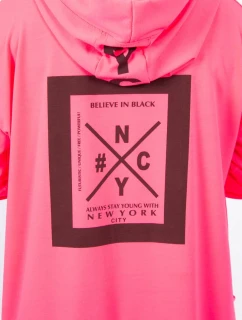 Bunda oversize s kapucňou ružová neónová