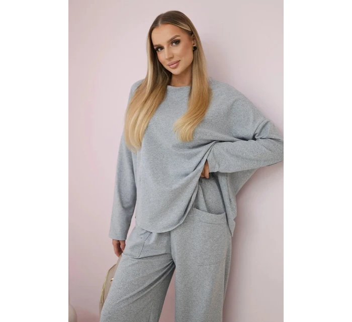 Bavlněná mikina kalhoty set šedá Bavlněná mikina kalhoty set šedá