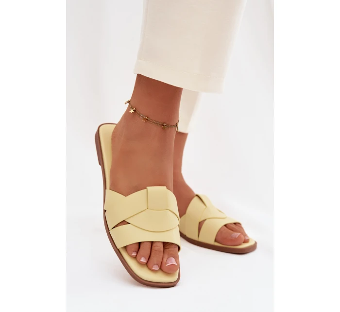 Dámské ploché pantofle s pásky žluté Marissae