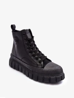 Zateplené kožené tenisky so zipsom Big Star MM274625 black