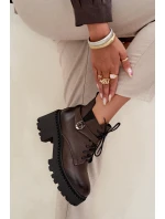 Dámske členkové topánky so zdobeným pásikom Zazoo - čokoládové Dámske členkové topánky so zdobeným pásikom Zazoo - čokoládové