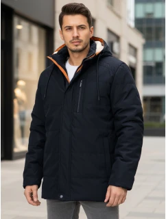 Pánska zimná bunda s kapucňou tmavomodrá FashionStreet TX5043