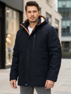 Pánska zimná bunda s kapucňou tmavomodrá FashionStreet TX5043