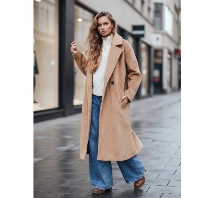 Dámsky prechodný hnedý oversize kabát FashionStreet NY0767z Dámsky prechodný hnedý oversize kabát FashionStreet NY0767z