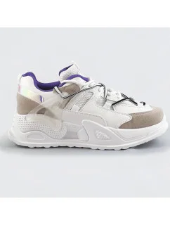 Biele dámske sneakersy s dvojitými šnúrkami (7001)