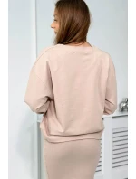 Súprava blúzka + pruhované šaty béžová