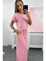 Viskózové šaty s kapsami světle růžová Viskózové šaty s kapsami světle růžová