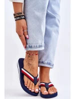 Damskie Klapki Japonki Na Platformie Big Star LL274779 Granatowe